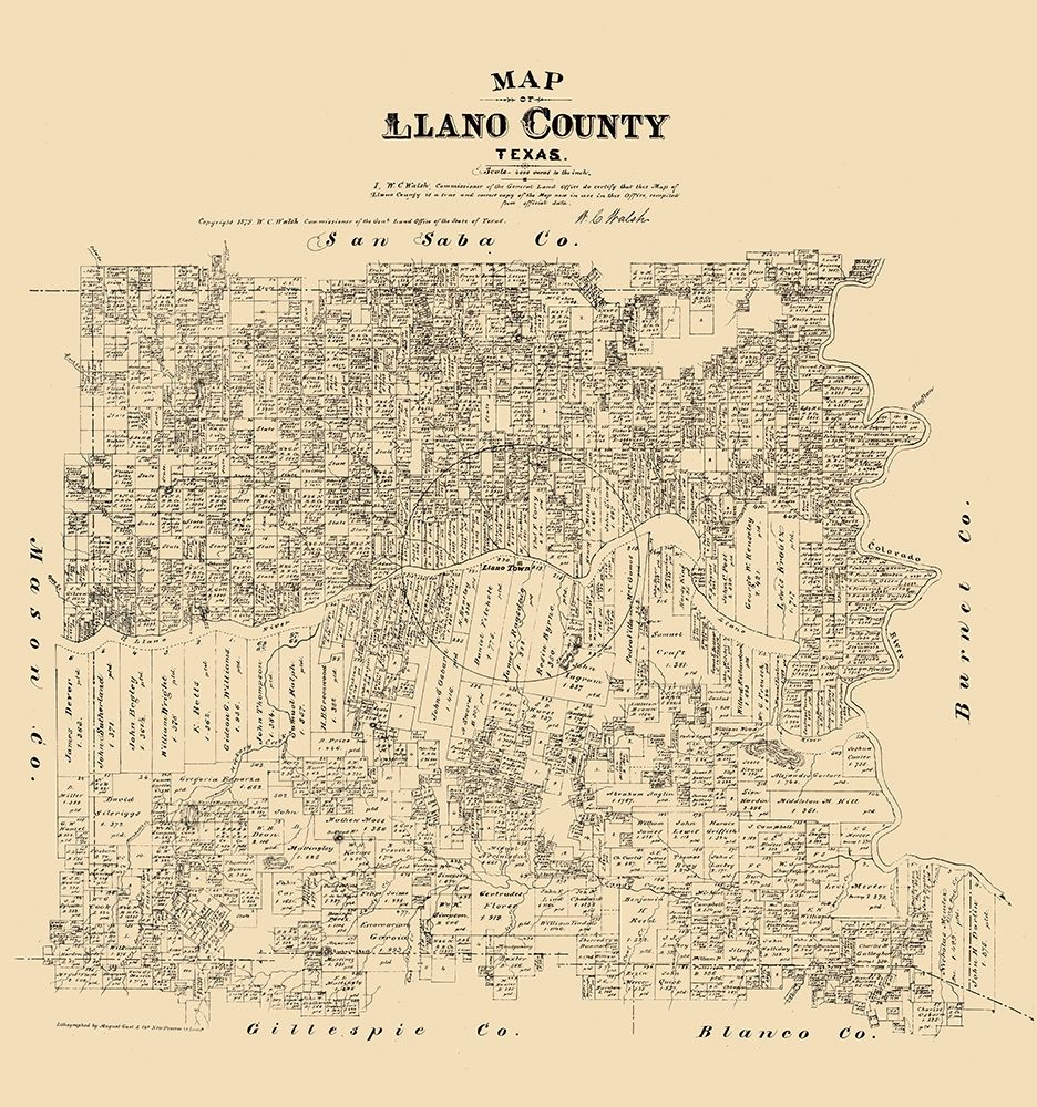 Llano County - Walsh 1879  art print by Walsh for $57.95 CAD