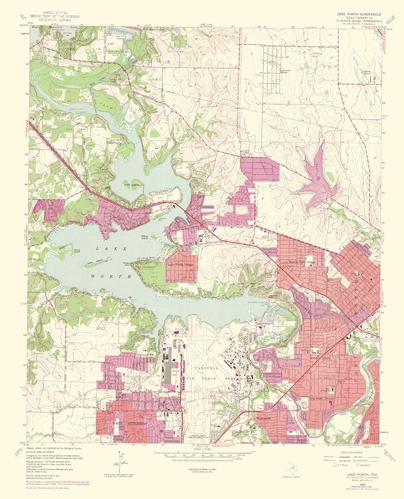 Lake Worth Texas Quad - USGS 1969 art print by USGS for $57.95 CAD