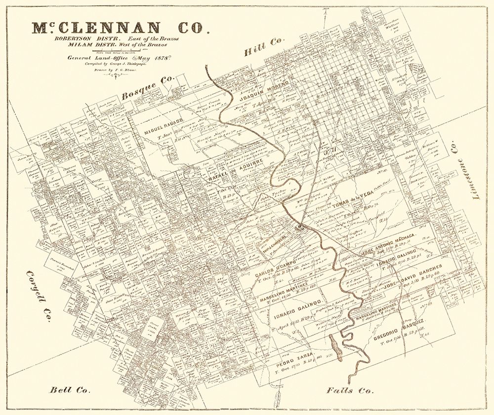 Mclennan Texas Landowner - Land Office 1878 art print by Land Office for $57.95 CAD