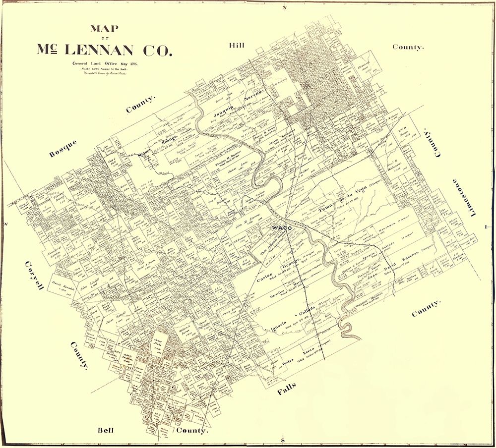 Mclennan Texas Landowner - Land Office 1896 art print by Land Office for $57.95 CAD