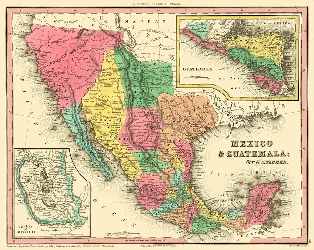 Texas - Mexico - Guatemala - Tanner 1836 art print by Tanner for $57.95 CAD