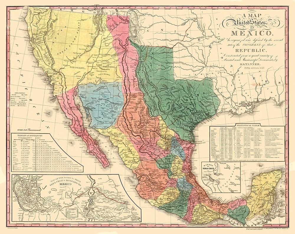 Texas - Mexico - Tanner 1847 art print by Tanner for $57.95 CAD