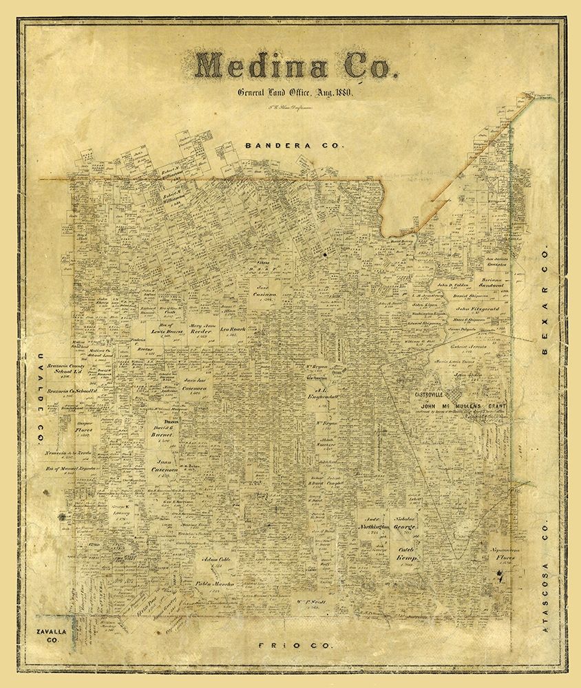 Medina County Texas - Blau 1880  art print by Blau for $57.95 CAD