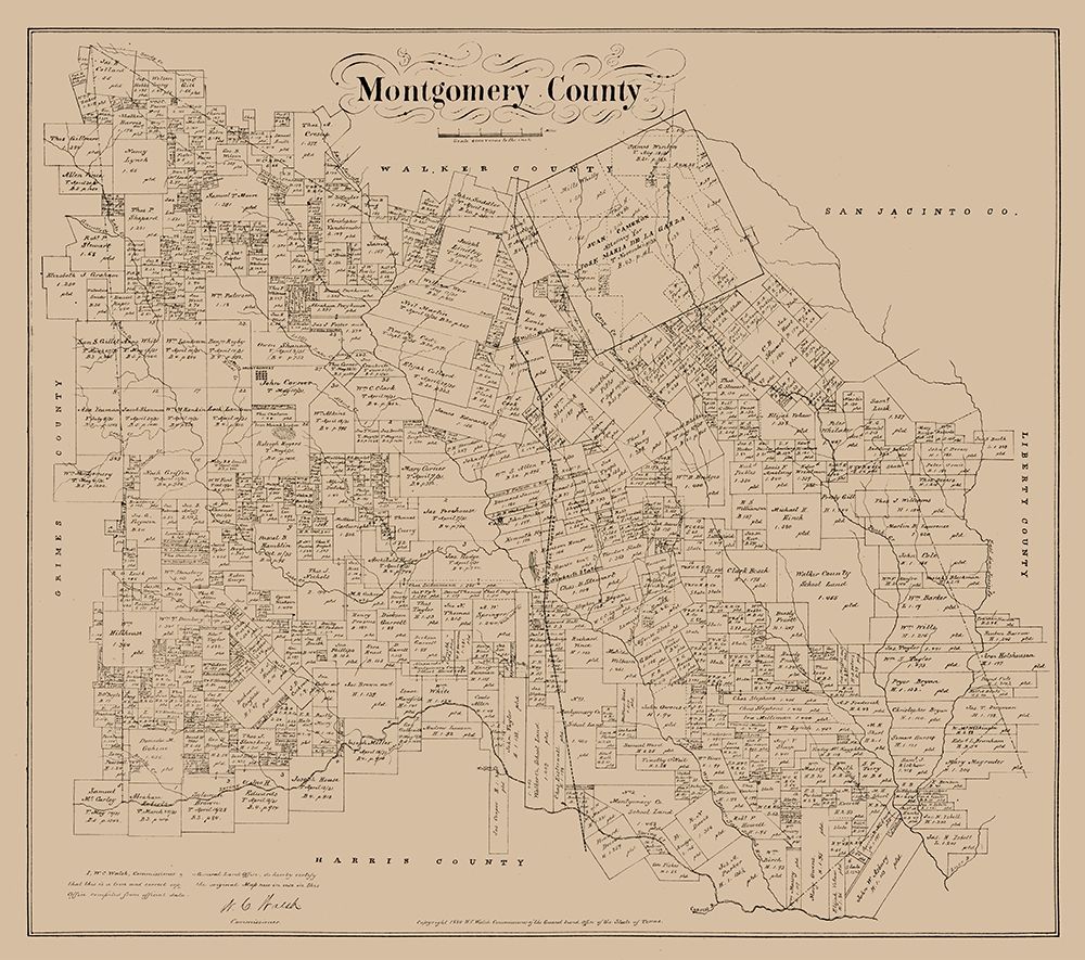 Montgomery County Texas - Walsh 1880  art print by Walsh for $57.95 CAD