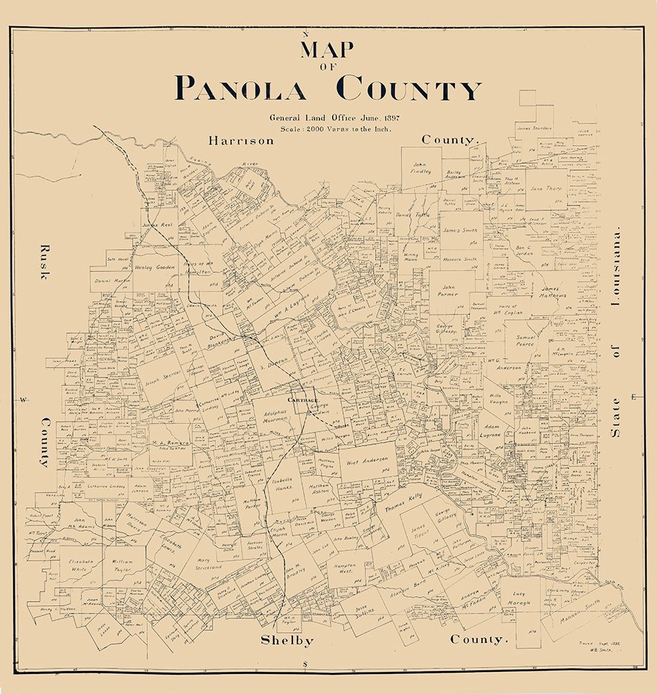 Panola County Texas - Smith 1897  art print by Smith for $57.95 CAD