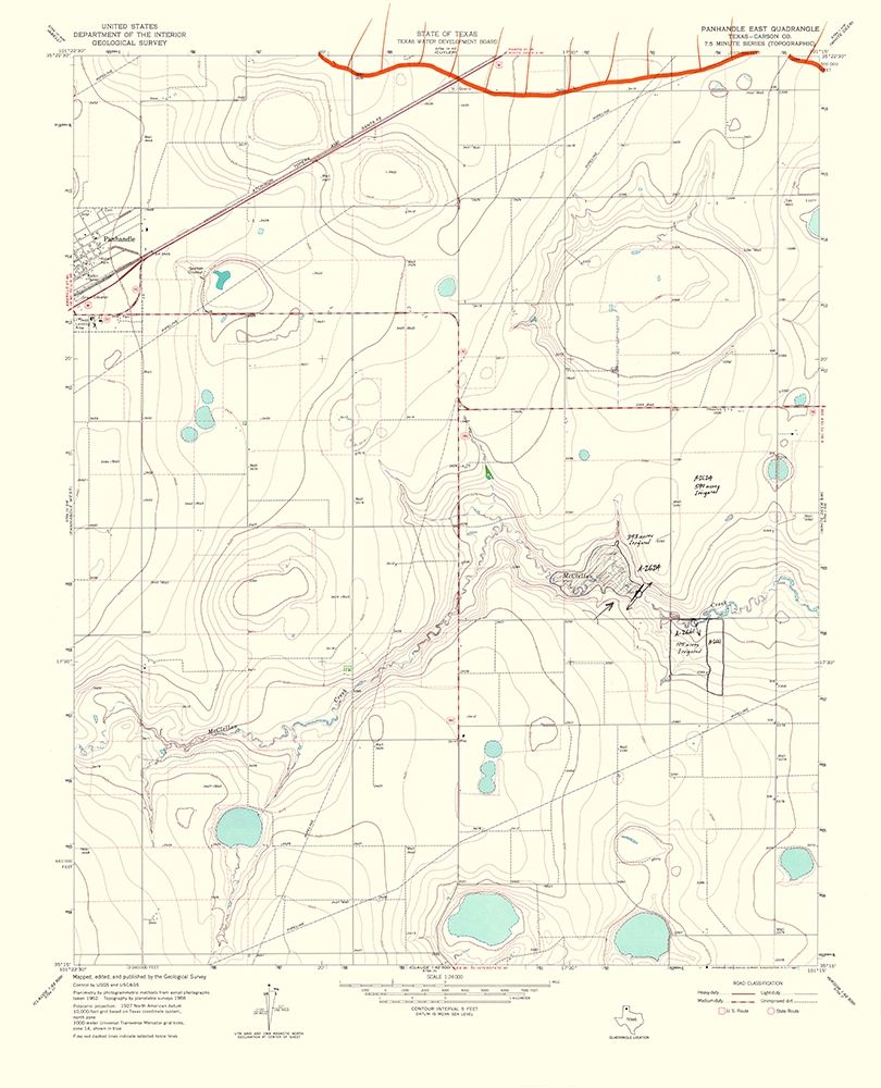 Panhandle East Texas Quad - USGS 1967 art print by USGS for $57.95 CAD