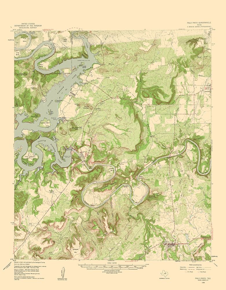Palo Pinto Texas Quad - USGS 1960 art print by USGS for $57.95 CAD