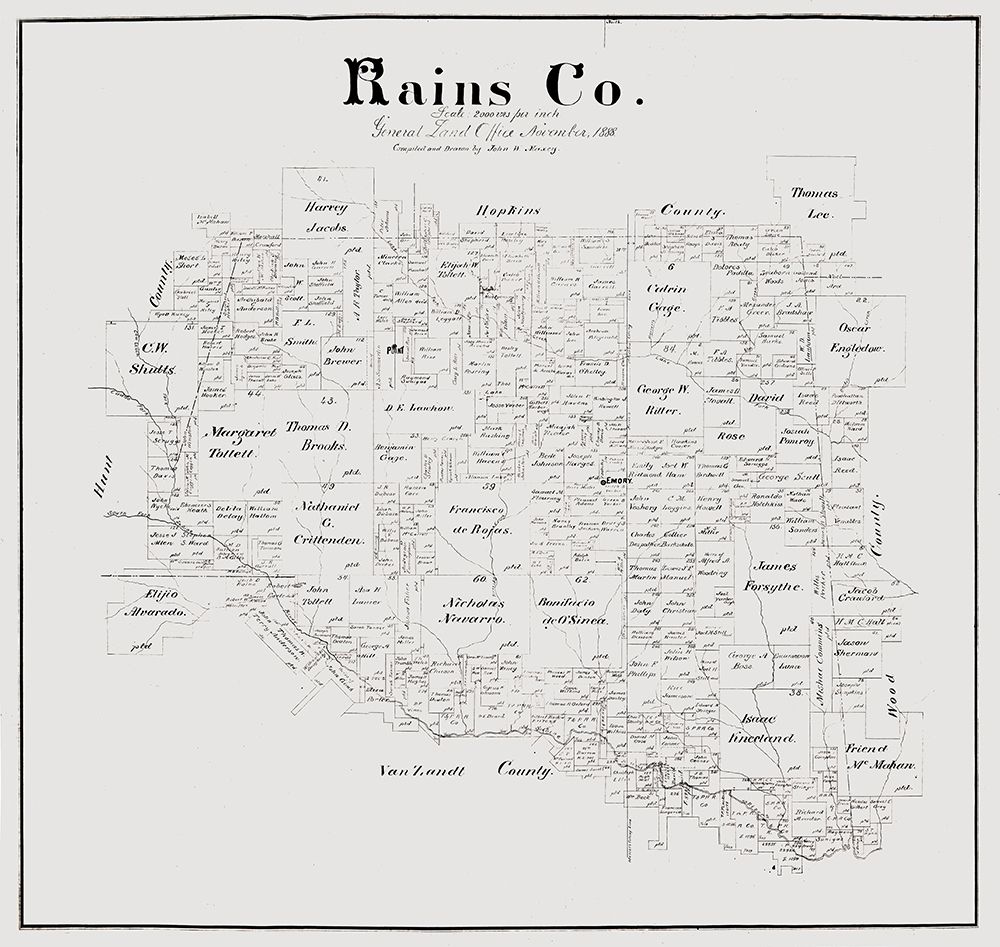 Rains County Texas - Maxcy 1888  art print by Maxcy for $57.95 CAD