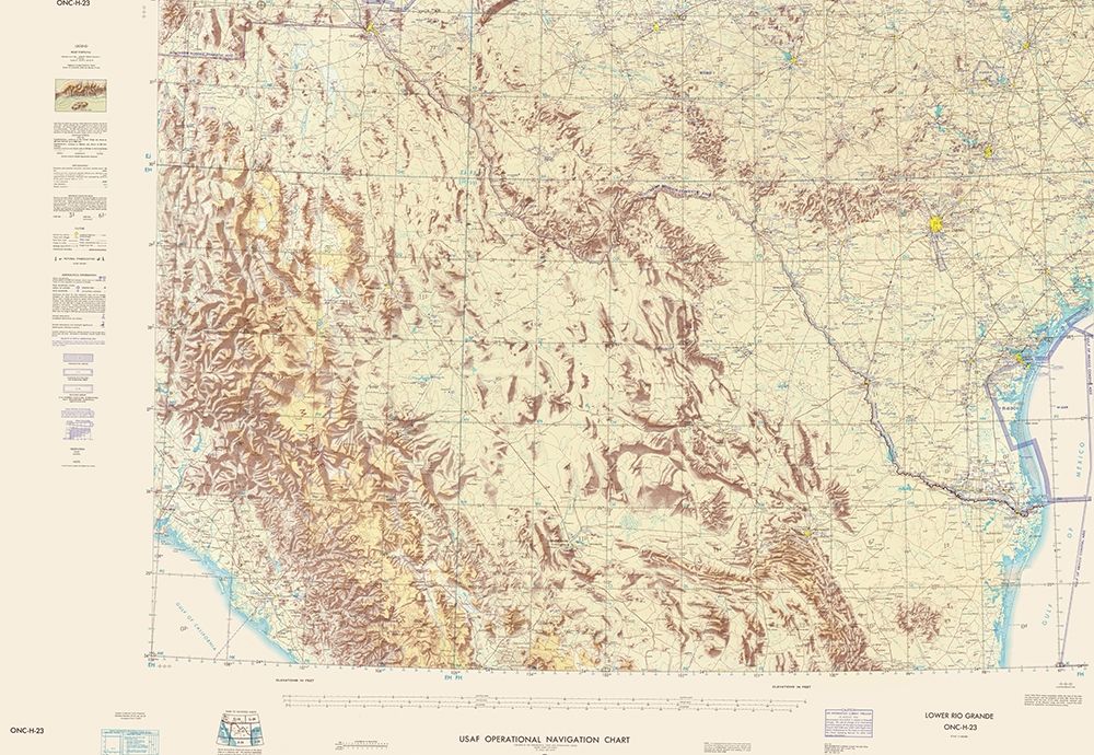 Lower Rio Grande New Mexico Texas Aeronautical Sht art print by USAF for $57.95 CAD