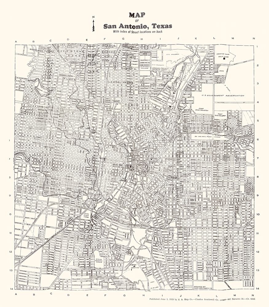 San Antonio Texas - Southwell 1928 art print by Southwell for $57.95 CAD