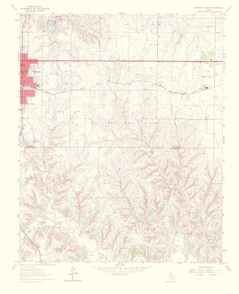 Shamrock East Texas Quad - USGS 1967 art print by USGS for $57.95 CAD