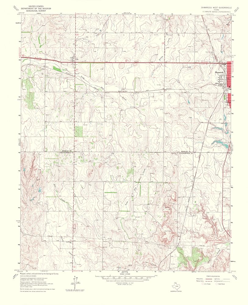 Shamrock West Texas Quad - USGS 1967 art print by USGS for $57.95 CAD