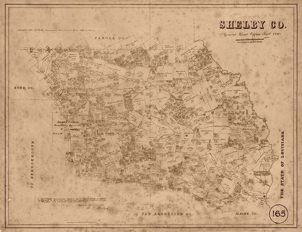 Shelby County Texas - Walsh 1880 art print by Walsh for $57.95 CAD