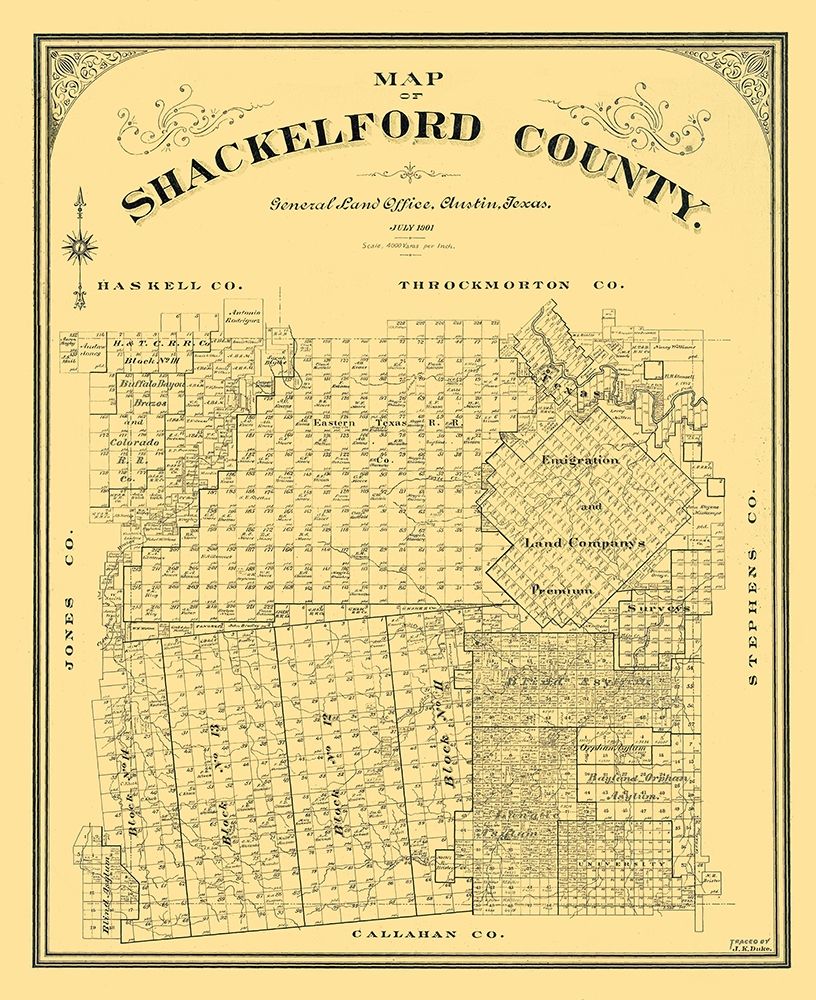 Shackelford County Texas - Duke 1901  art print by Duke for $57.95 CAD