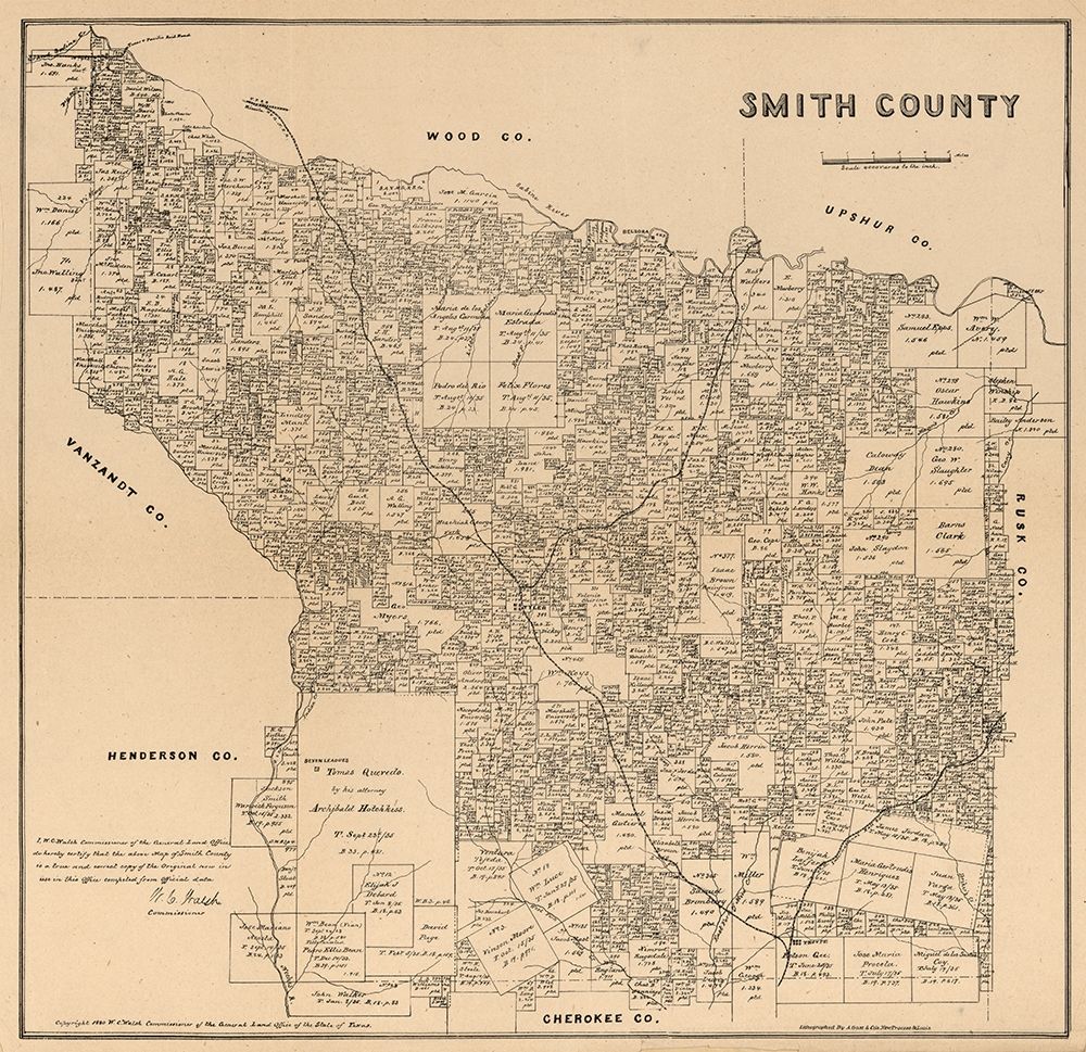 Smith County Texas - Wildort 1905  art print by Wildort for $57.95 CAD