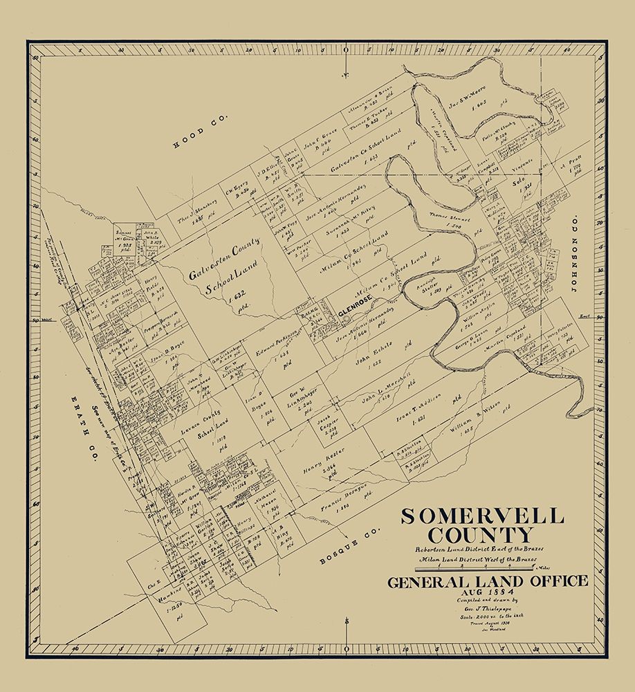 Somervell County Texas - Theilepape 1884  art print by Thielepape for $57.95 CAD