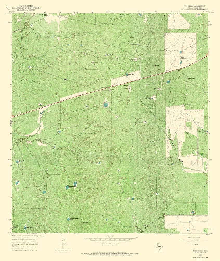 Tios Creek Texas Quad - USGS 1965 art print by USGS for $57.95 CAD