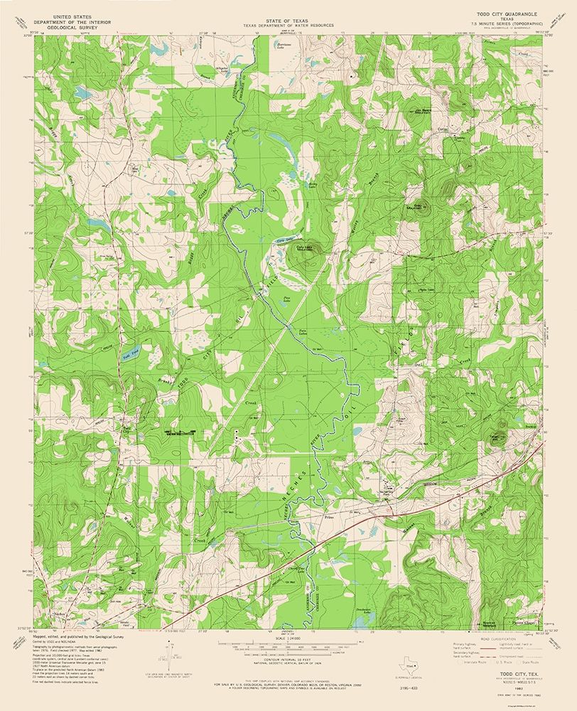 Todd City Texas Quad - USGS 1982 art print by USGS for $57.95 CAD