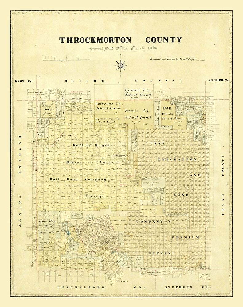 Throckmorton County Texas - Matthews 1880  art print by Matthews for $57.95 CAD