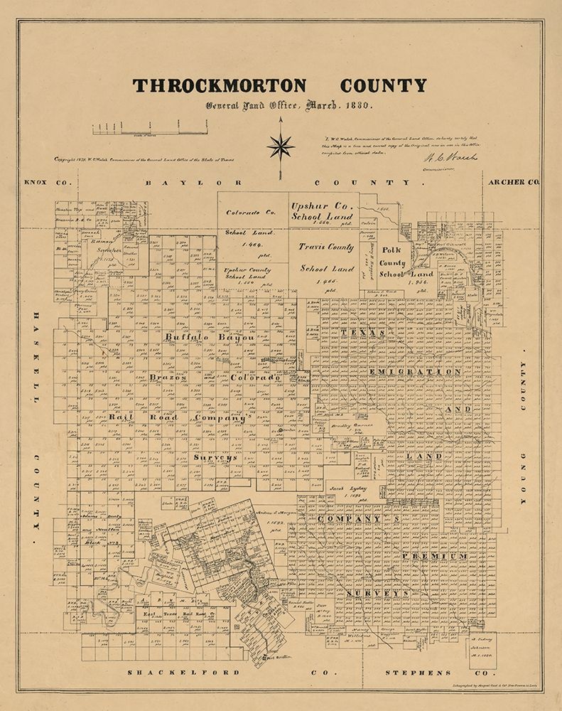 Throckmorton County Texas - Walsh 1880  art print by Walsh for $57.95 CAD