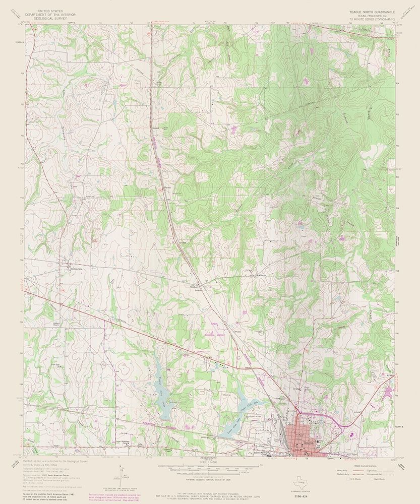 Teague  North Texas Quad - USGS 1963 art print by USGS for $57.95 CAD