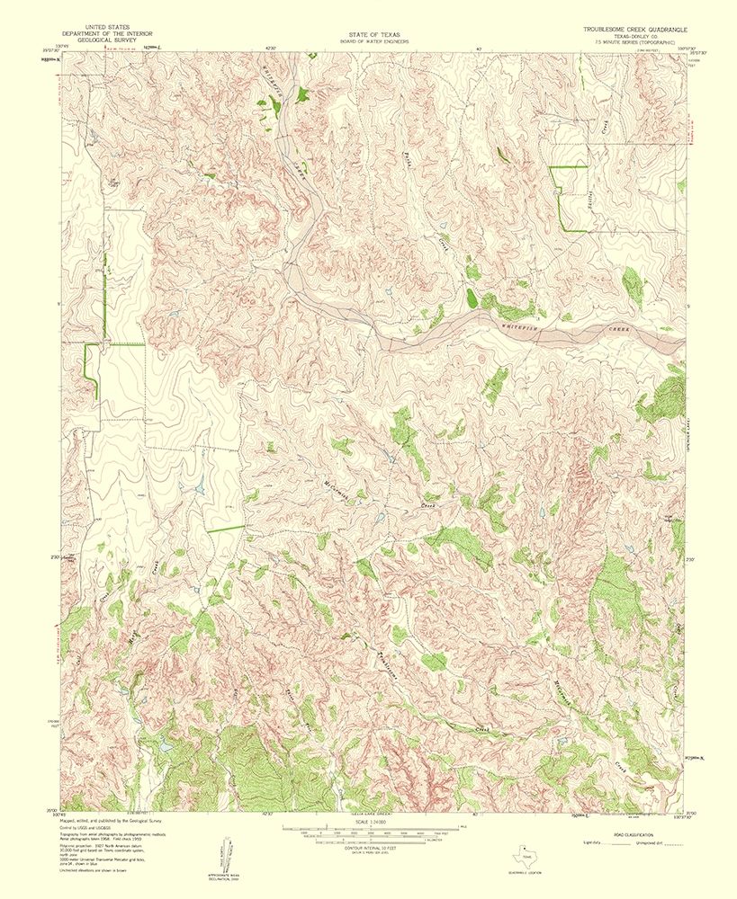 Troublesome Creek Texas Quad - USGS 1960 art print by USGS for $57.95 CAD
