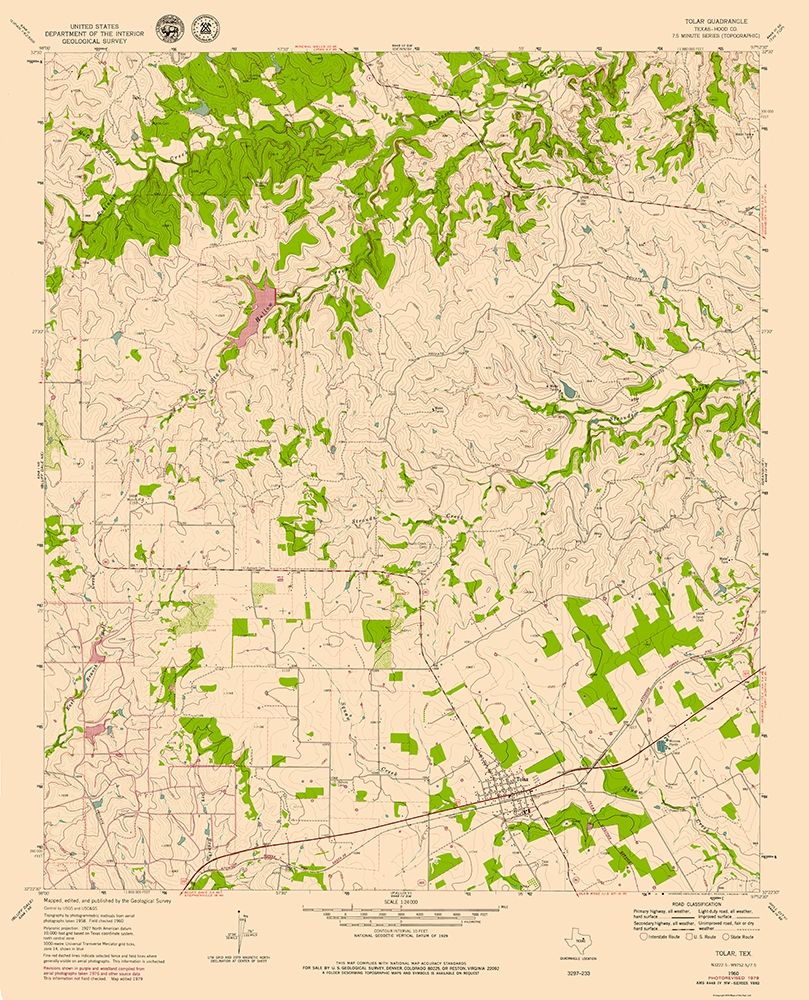 Tolar Texas Quad - USGS 1979 art print by USGS for $57.95 CAD