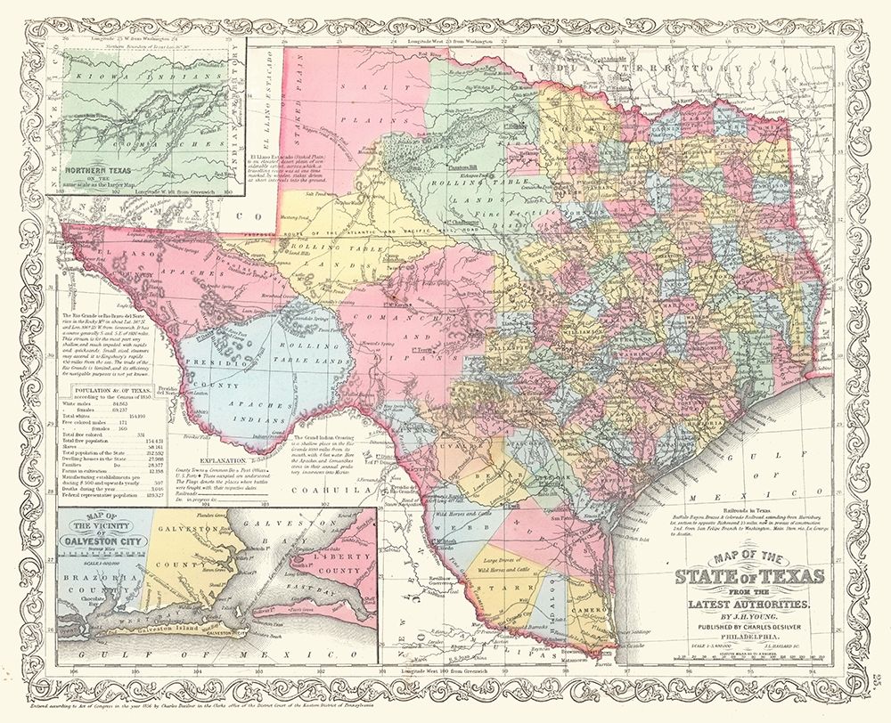 State of Texas - Young 1850 art print by Young for $57.95 CAD