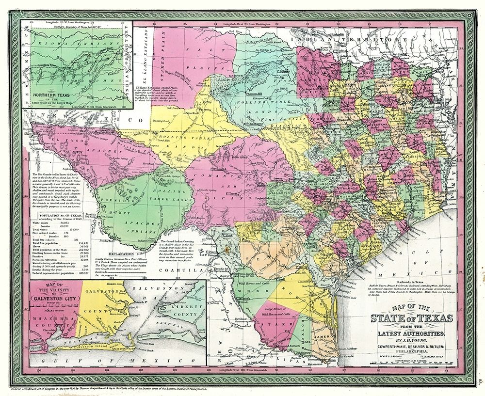 Texas - Young 1850 art print by Young for $57.95 CAD