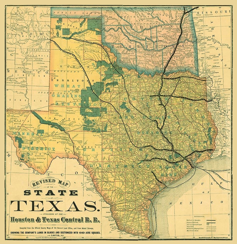 Texas Revised - Rand McNally 1876  art print by Rand McNally for $57.95 CAD