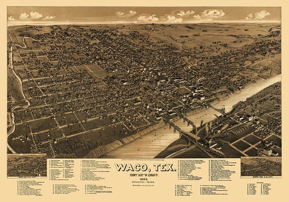 Waco Texas - Wellge 1886 art print by Wellge for $57.95 CAD