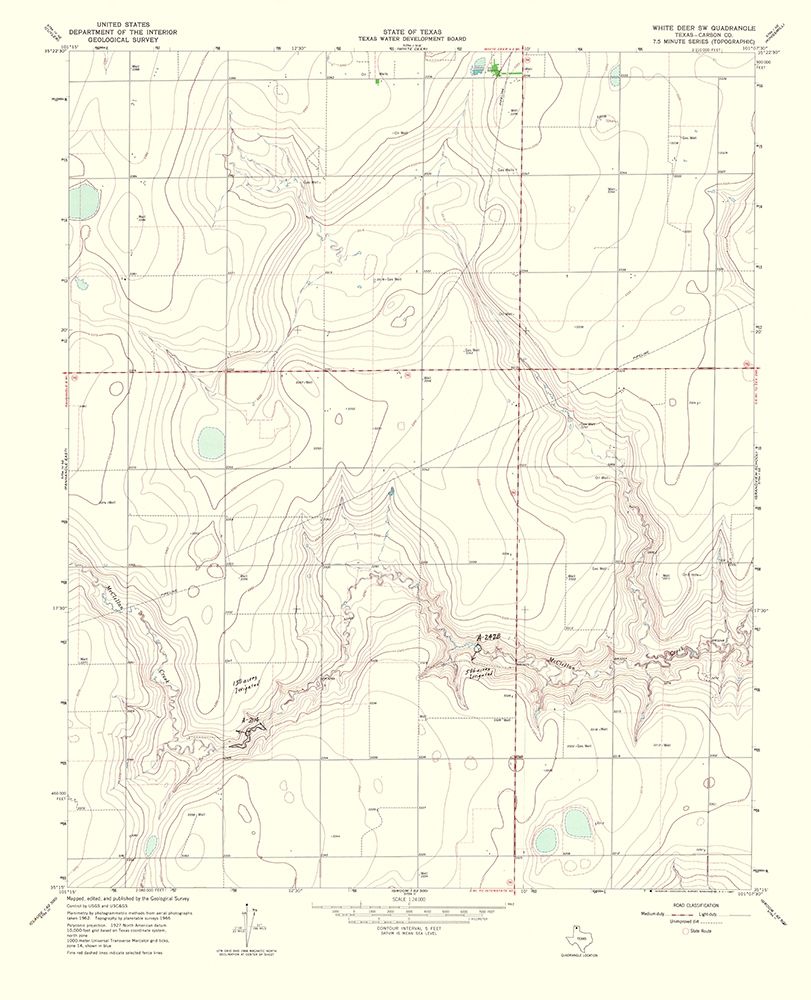 White Deer Southwest Texas Quad - USGS 1967 art print by USGS for $57.95 CAD
