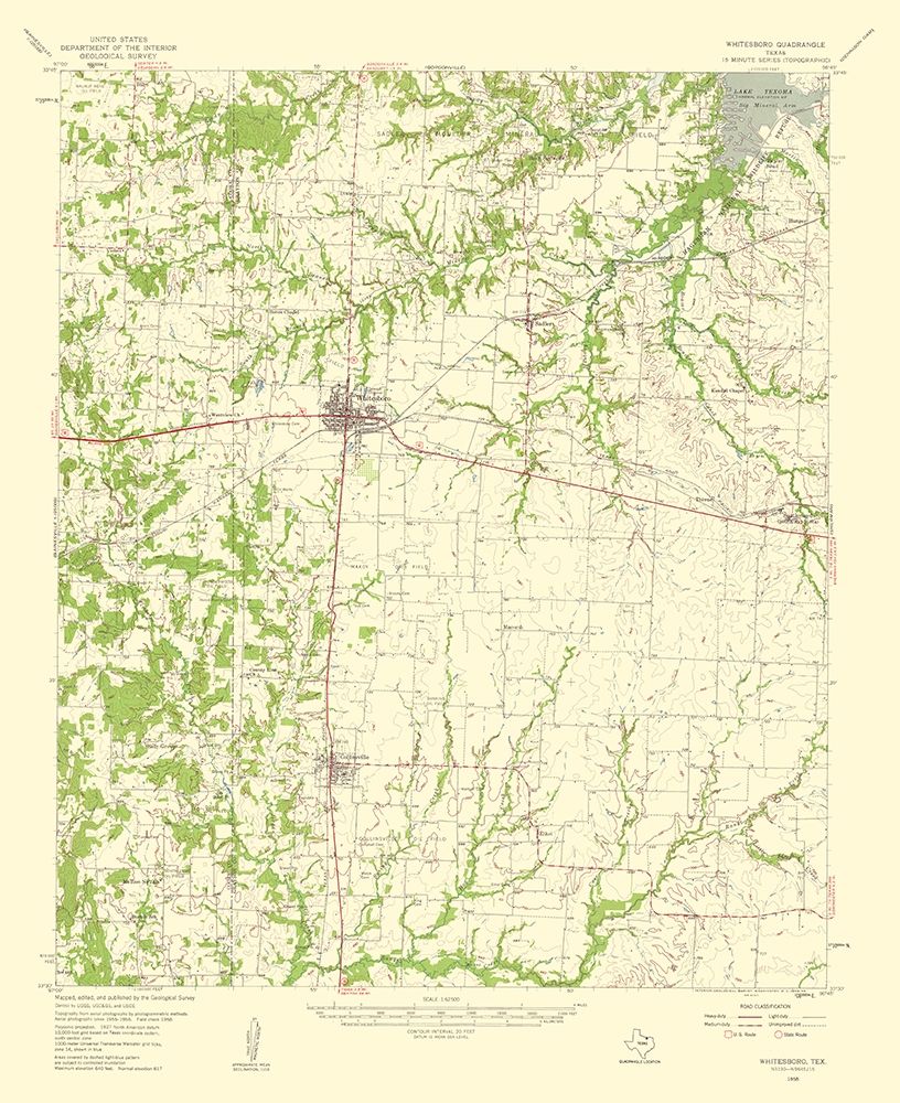 Whitesboro Texas Quad - USGS 1959 art print by USGS for $57.95 CAD