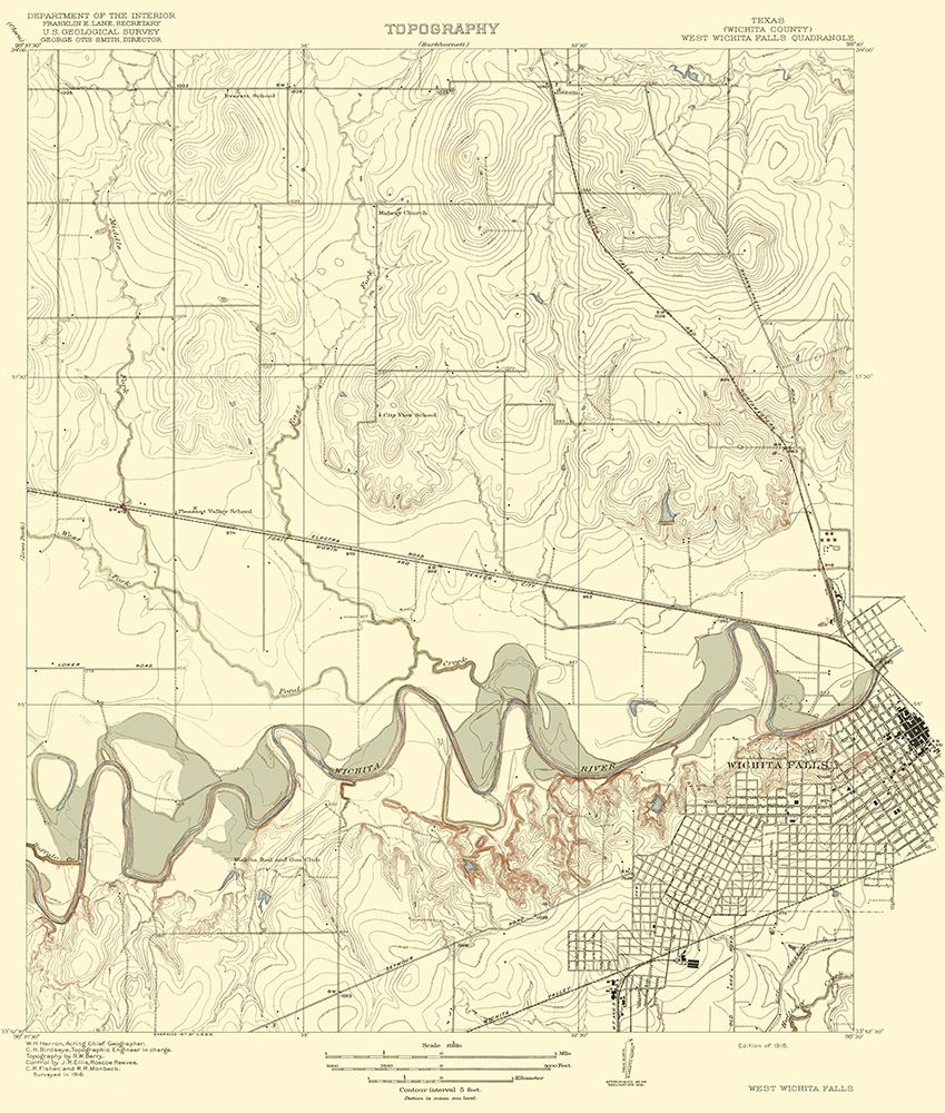 Wichita Falls West Texas Quad - USGS 1918 art print by USGS for $57.95 CAD