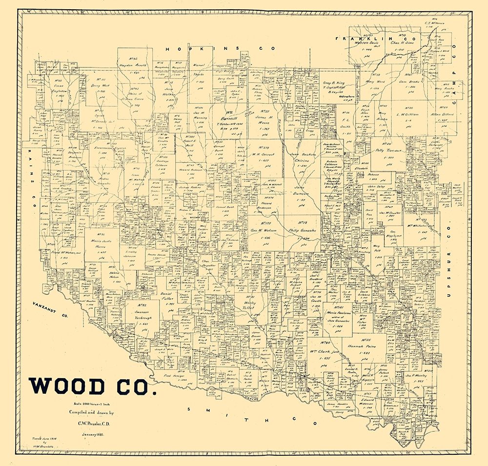 Wood County Texas - Pressler 1895  art print by Pressler for $57.95 CAD