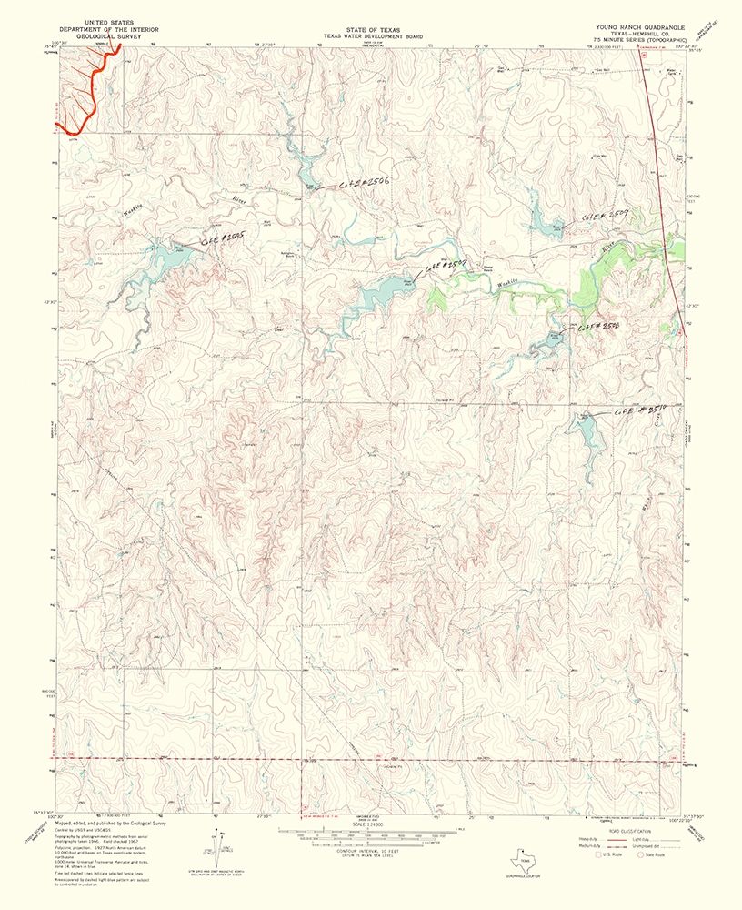 Young Ranch Texas Quad - USGS 1969 art print by USGS for $57.95 CAD