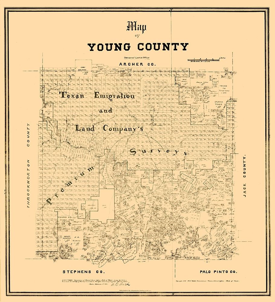 Young County Texas - Walsh 1889  art print by Walsh for $57.95 CAD