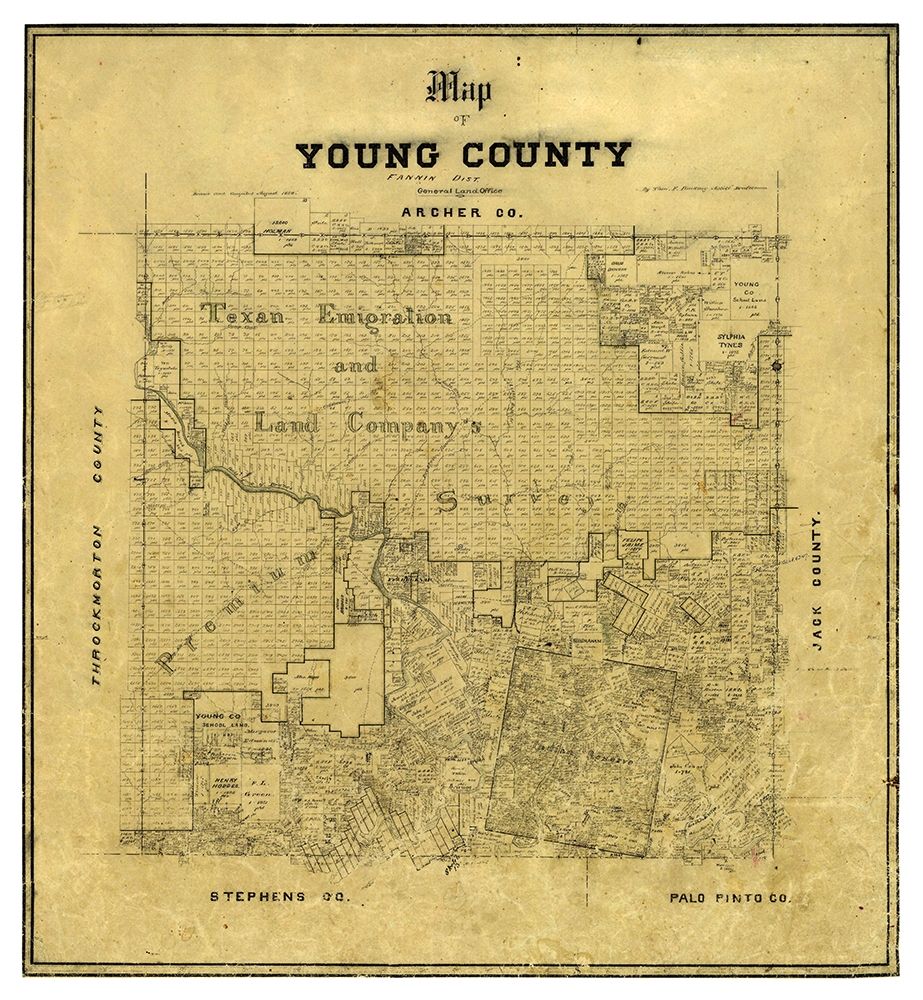 Young County Texas - Finerney 1880  art print by Finerney for $57.95 CAD