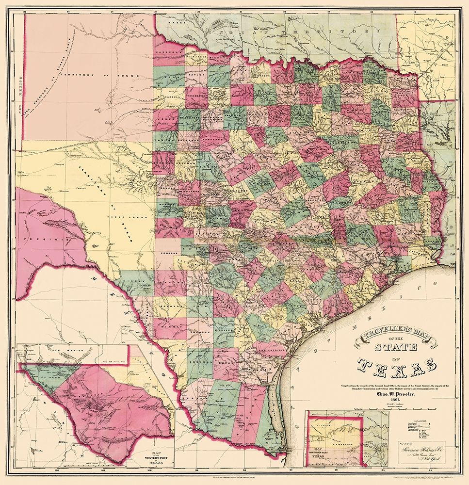 Texas - Pressler 1867 art print by Pressler for $57.95 CAD