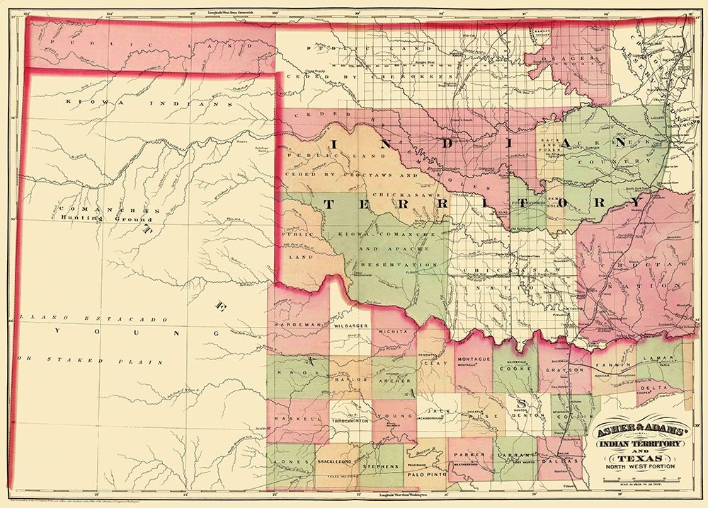 Indian Territory, North West Texas 1874 art print by Asher for $57.95 CAD