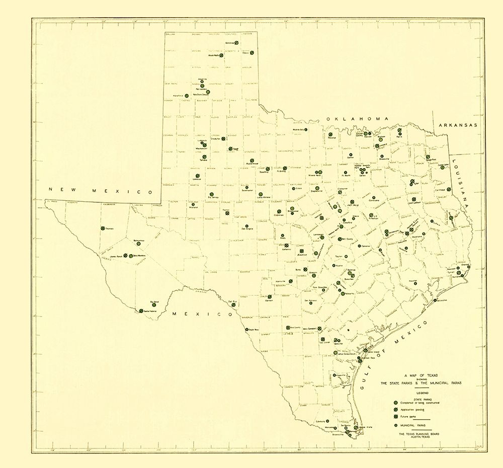 Texas State and Municipal Parks 1936 art print by Texas Planning Board for $57.95 CAD