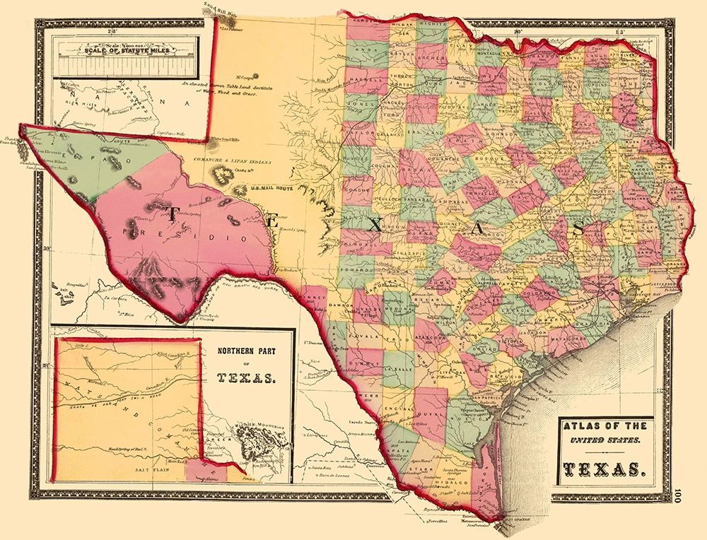 Texas - Stedman 1873 art print by Stedman for $57.95 CAD