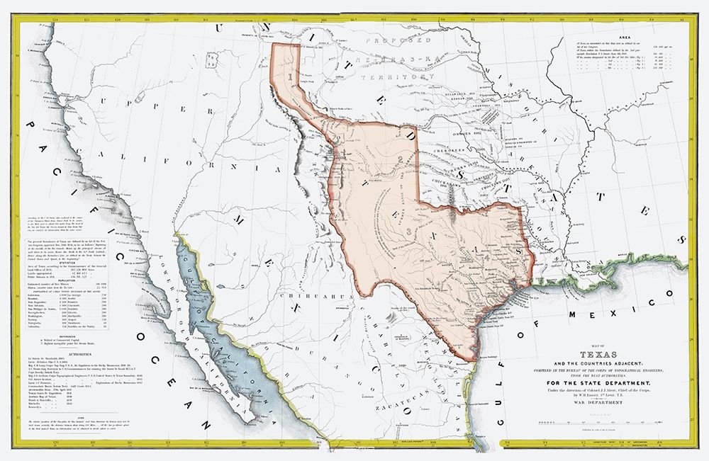 Texas Republic and adjacent Countries 1844 art print by US War Dept for $57.95 CAD