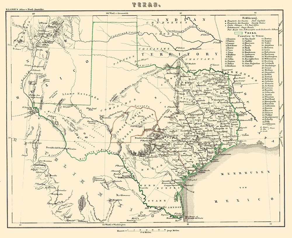 Texas - Lange 1854 art print by Lange for $57.95 CAD