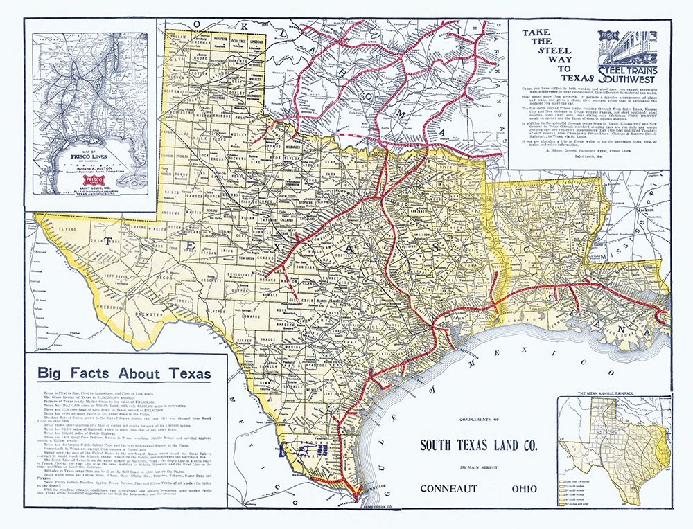 Frisco Lines - South Texas Land 1911 art print by South Texas Land for $57.95 CAD