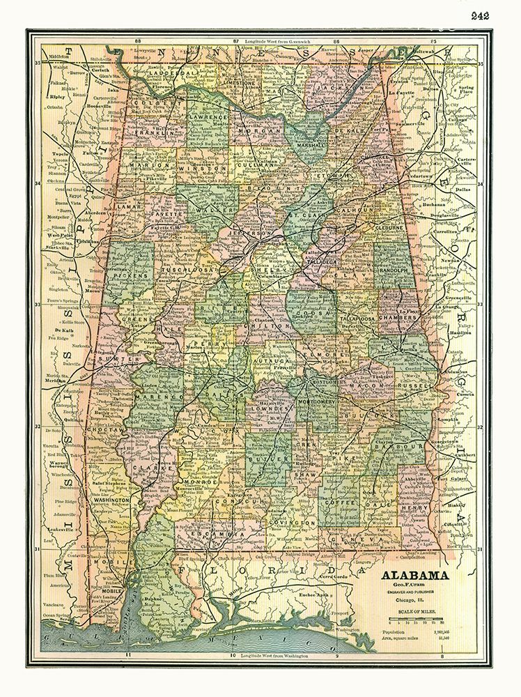 Alabama - Johnson 1888 art print by Johnson for $57.95 CAD