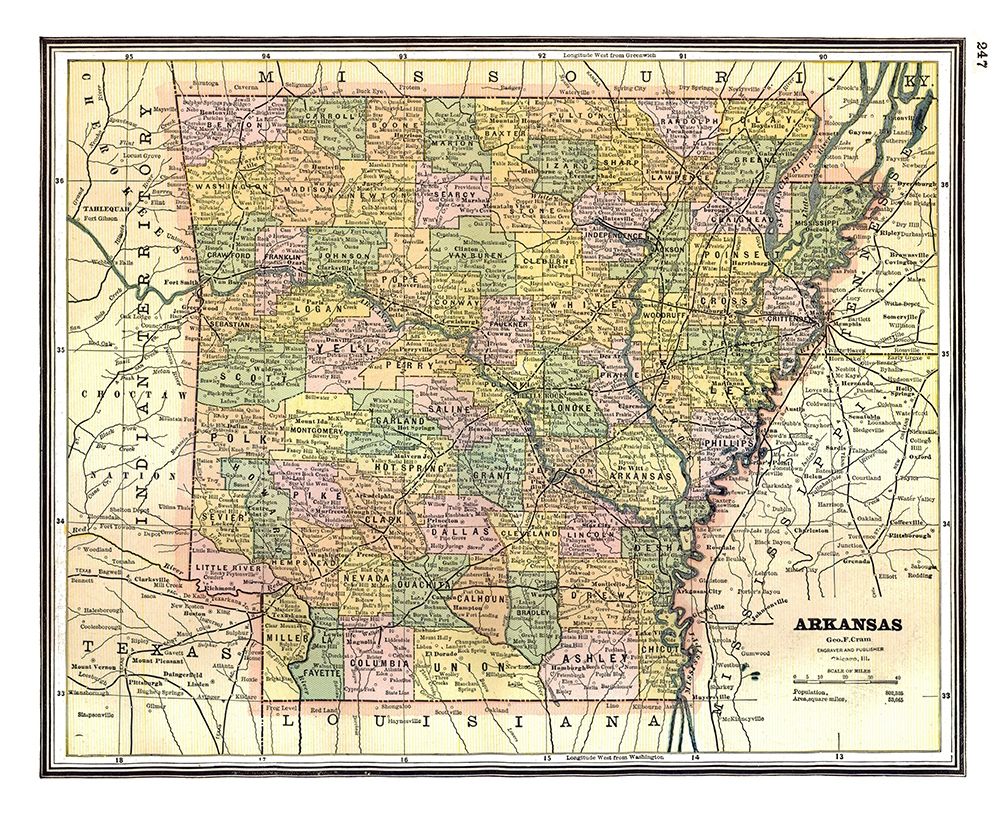 Arkansas - Johnson 1888 art print by Johnson for $57.95 CAD