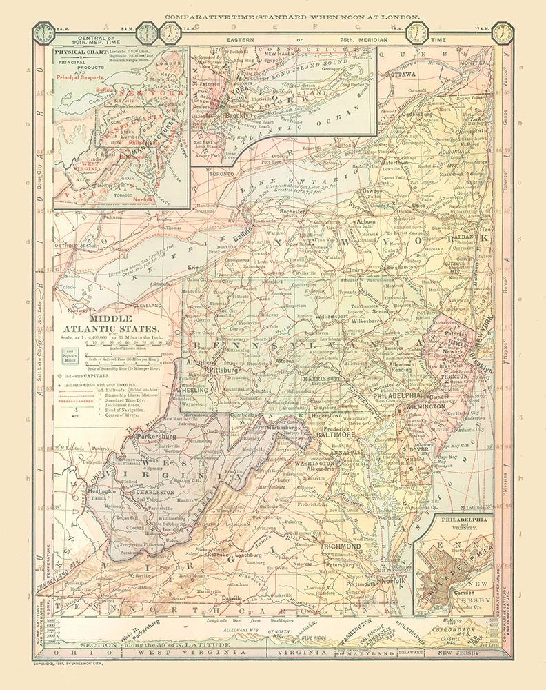 Middle Atlantic States - Monteith 1882 art print by Monteith for $57.95 CAD