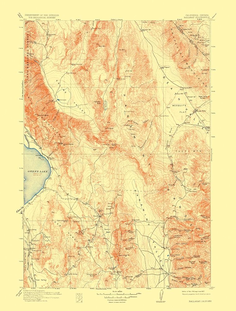Ballarat Nevada California Quad - USGS 1913 art print by USGS for $57.95 CAD