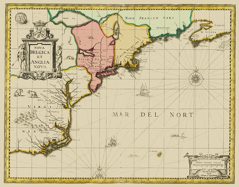 New England to Virginia, Nova Belgica - Valk 1636 art print by Valk for $57.95 CAD